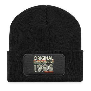 1986 Vintage 40th Birthday Vintage Gift Retro - Recycled Patch Beanie - black - Front
