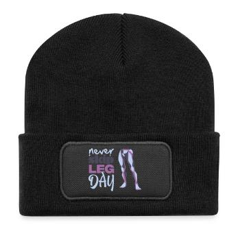 Never Skid Leg Day Grafik - Recycelte Patch Beanie - Schwarz - Vorne