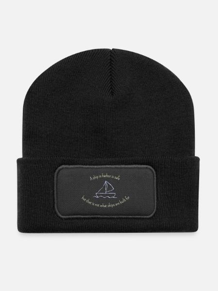 A ship in harbor is safe... for dark products - Recycled Patch Beanie - black