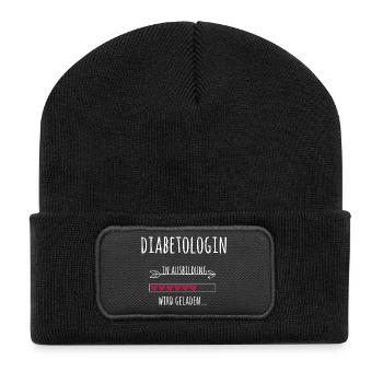 Diabetologin Ausbildung Medizinstudium Ärztin  - Recycelte Patch Beanie - Schwarz - Vorne