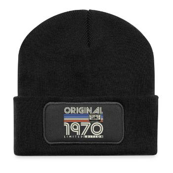 1970 Jahrgang Vintage Retro Geburtstag Geschenk - Recycelte Patch Beanie - Schwarz - Vorne