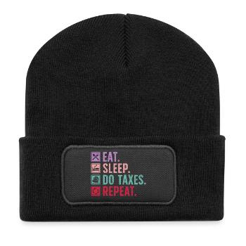 EAT. SLEEP. DO TAXES. REPEAT. - Recycelte Patch Beanie - Schwarz - Vorne