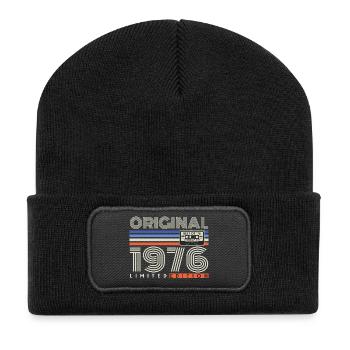 Original 1976 Vintage Retro Geburtstag Geschenk - Recycelte Patch Beanie - Schwarz - Vorne