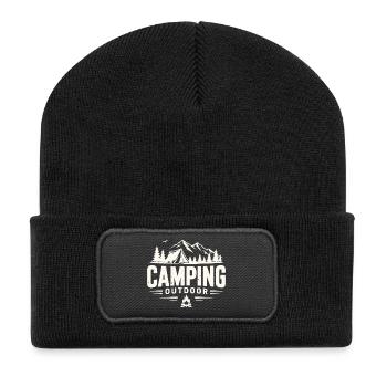 Camping, tente d’aventure en plein air en montagne - Beanie recyclé à patch - noir - Devant