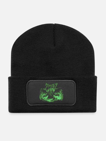 Cthulhu Pixel CRT Neon Green - Recycelte Patch Beanie - Schwarz