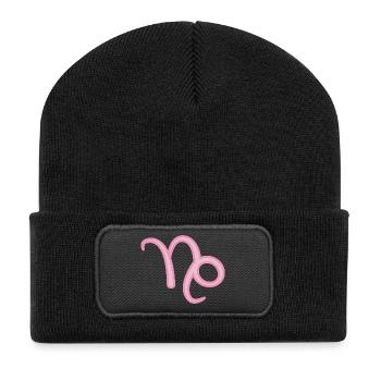 Capricorn Zodiac Sign Symbol Pastel Pink - Recycled Patch Beanie - black - Front
