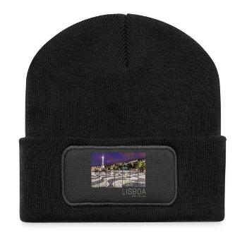 Lissabon in Portugal Retro Rossio Vintage Souvenir - Recycelte Patch Beanie - Schwarz - Vorne