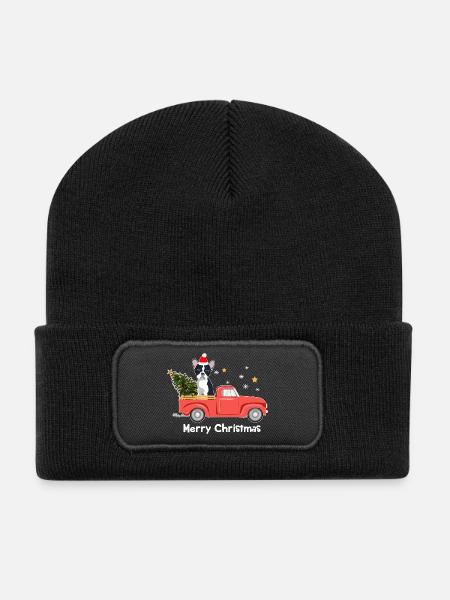 Frenchie Xmas Truck – Merry Christmas - Recycled Patch Beanie - black