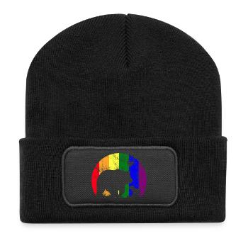 LGBT Gay Pride Proud Mama Bear - Recycled Patch Beanie - black - Front