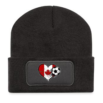 Canada Flag Soccer with Heart - Recycled Patch Beanie - dark grey - Front