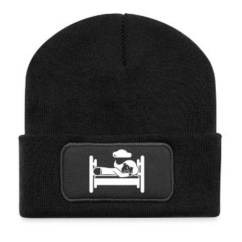 Schlafen Müde - Recycelte Patch Beanie - Schwarz - Vorne