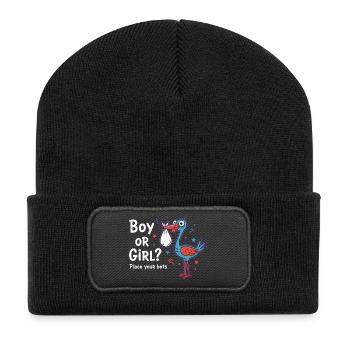 Révélation du sexe : garçon ou fille, faites vos mises bébé - Beanie recyclé à patch - noir - Devant