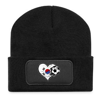 Flag football sud-coréen avec le cœur utilisé - Beanie recyclé à patch - noir - Devant