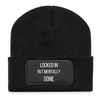 Locked In But Mentally Gone Funny Gym Motivation - Recycled Patch Beanie - black - Front