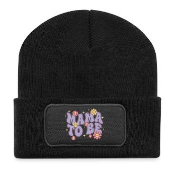 Gender Reveal Mama To Be Baby Shower Mom Dad - Recycled Patch Beanie - black - Front