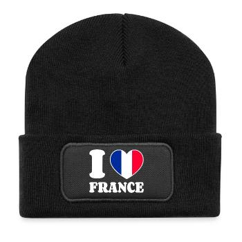 J’aime la France France - Fan de Love Heart France - Beanie recyclé à patch - noir - Devant