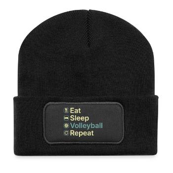 Eat Sleep Volleyball Repeat Funny Volleyball Gift - Recycled Patch Beanie - black - Front
