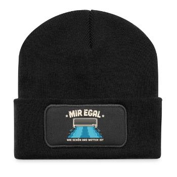 Mir Egal | Klimaanlage - Recycelte Patch Beanie - Schwarz - Vorne