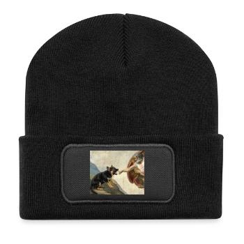 Dog God's Hand Shepherd Dog Meme - Recycled Patch Beanie - black - Front