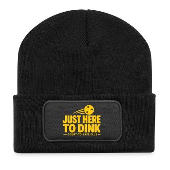 Je viens juste pour Dink Pickleball Butter Yellow Court - Beanie recyclé à patch - noir - Devant