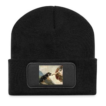 Dog God's Hand Shepherd Dog Meme - Recycled Patch Beanie - black - Front