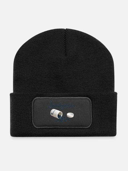 Antidepressive Anker Glitter Logo - Recycelte Patch Beanie - Schwarz