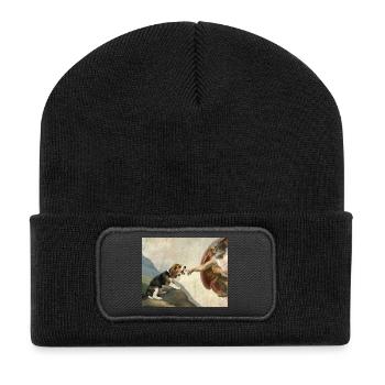 Dog God Hand Beagle Dog meme - Recycled Patch Beanie - black - Front