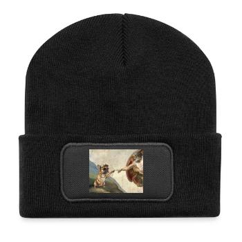 Mème du chien God God Hand du chien bouledogue français - Beanie recyclé à patch - noir - Devant
