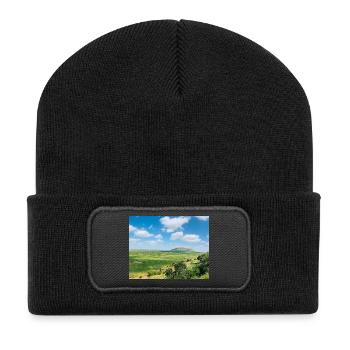Steppe landscape with a lake - Recycled Patch Beanie - black - Front