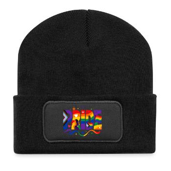 Pride Spruch für LGBTQ Aktivisten & Fans - Recycelte Patch Beanie - Schwarz - Vorne