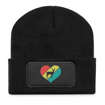 Antilope Herz – Safari Afrika - Recycelte Patch Beanie - Schwarz - Vorne