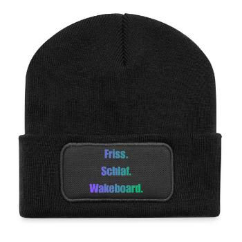 Friss Schlaf Wakeboard - Recycelte Patch Beanie - Schwarz - Vorne