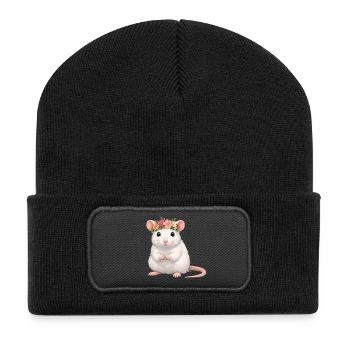 Ratte - Recycelte Patch Beanie - Schwarz - Vorne