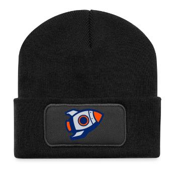 Launching Rocket Silhouette - Recycled Patch Beanie - black - Front