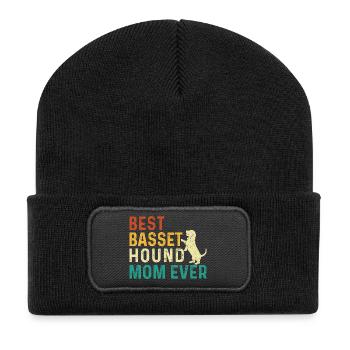Best Basset Hound Mom Ever - Dog Mom Lover - Recycled Patch Beanie - black - Front