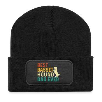 Best Basset Hound Dad Ever - Dog Dad Lover - Recycled Patch Beanie - black - Front