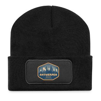 Antwerpen Belgie Vintage Badge - Recycelte Patch Beanie - Schwarz - Vorne