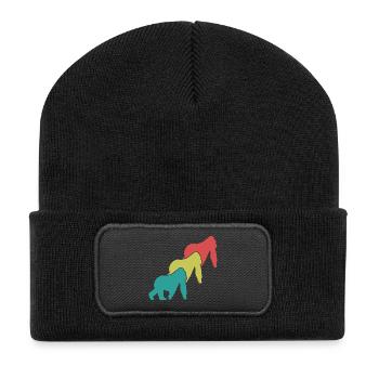 Three Monkeys Silhouettes Retro - Recycled Patch Beanie - black - Front