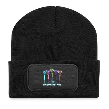 Rechenzentrum Cyber Neon - Recycelte Patch Beanie - Schwarz - Vorne