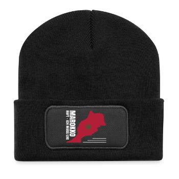 Marokko Auswandern - Recycelte Patch Beanie - Schwarz - Vorne