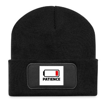Icône de batterie PATIENCE avec police - Beanie recyclé à patch - noir - Devant