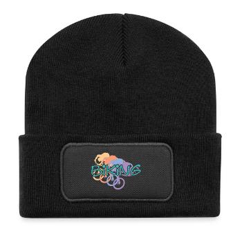 Biking Graffiti Farbexplosion - Recycelte Patch Beanie - Schwarz - Vorne
