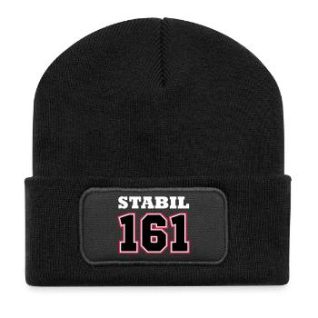 STABIL 161 - FOOTBALL RED - Recycelte Patch Beanie - Schwarz - Vorne