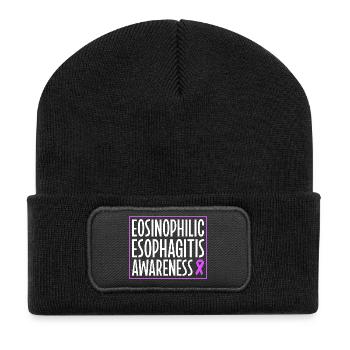 Eosinophile Ösophagitis - Aufklärung unterstützen - Recycelte Patch Beanie - Schwarz - Vorne