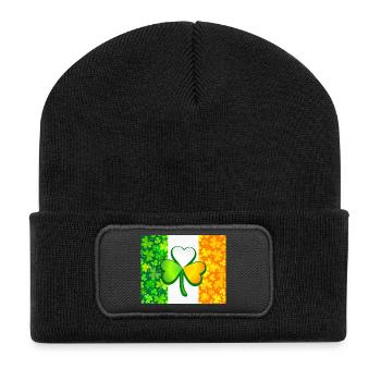 Kleeblatt auf der irischen Flagge mit Klee - Recycelte Patch Beanie - Schwarz - Vorne