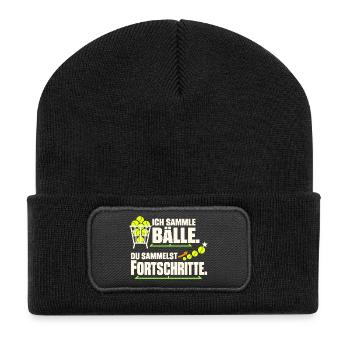 Tennistrainer Tennis Coach Tennislehrer Geschenk - Recycelte Patch Beanie - Schwarz - Vorne
