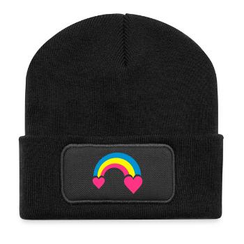 regenbogen & herzen - Recycelte Patch Beanie - Schwarz - Vorne