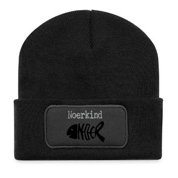 noerkind noer fisch - Recycelte Patch Beanie - Schwarz - Vorne