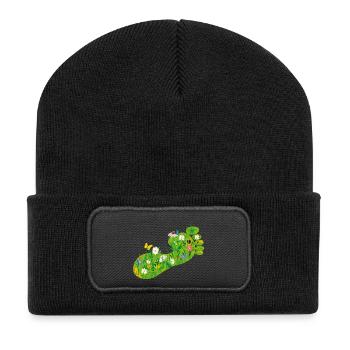 L'empreinte écologique - Beanie recyclé à patch - noir - Devant