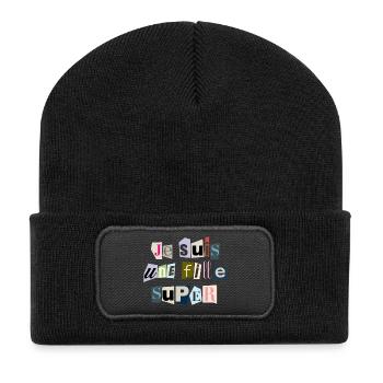 I am a super girl - Recycled Patch Beanie - black - Front